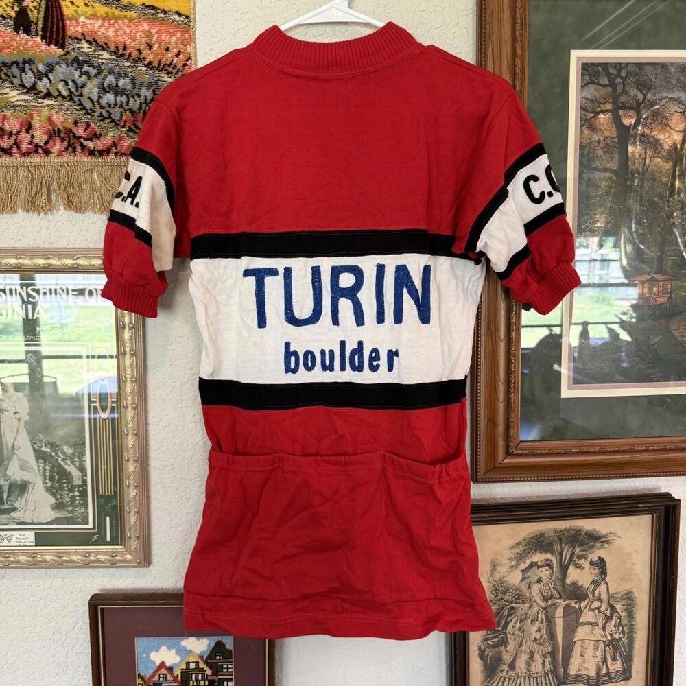 Vintage 50s/60s RARE Turin Boulder C.C.A. Italian Cycling Jersey Size Small